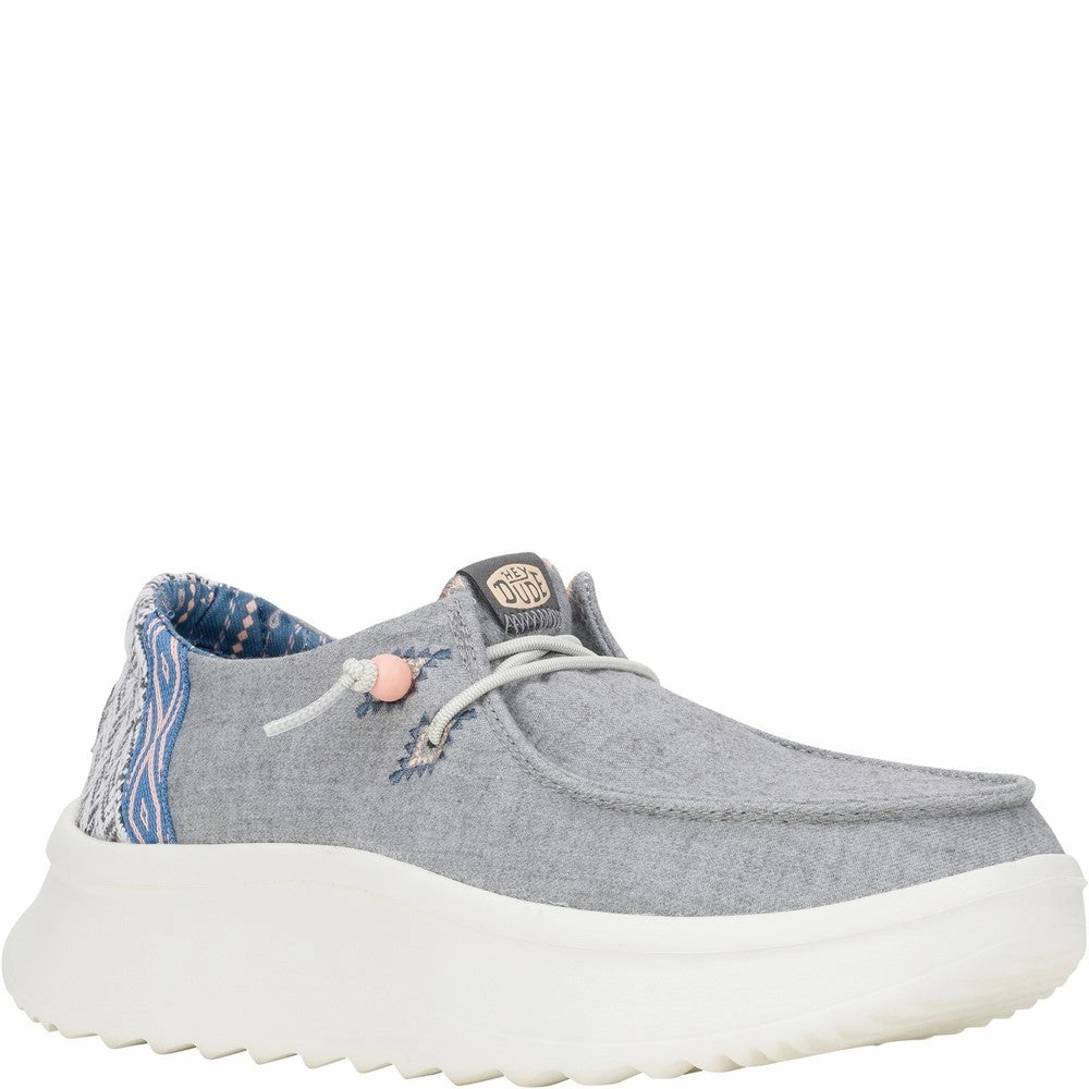 HEYDUDE Wendy Peak Chambray Woven Shoes Lightweight Running Shoes,Slip On Athletic Shoes,Breathable Workout Shoes