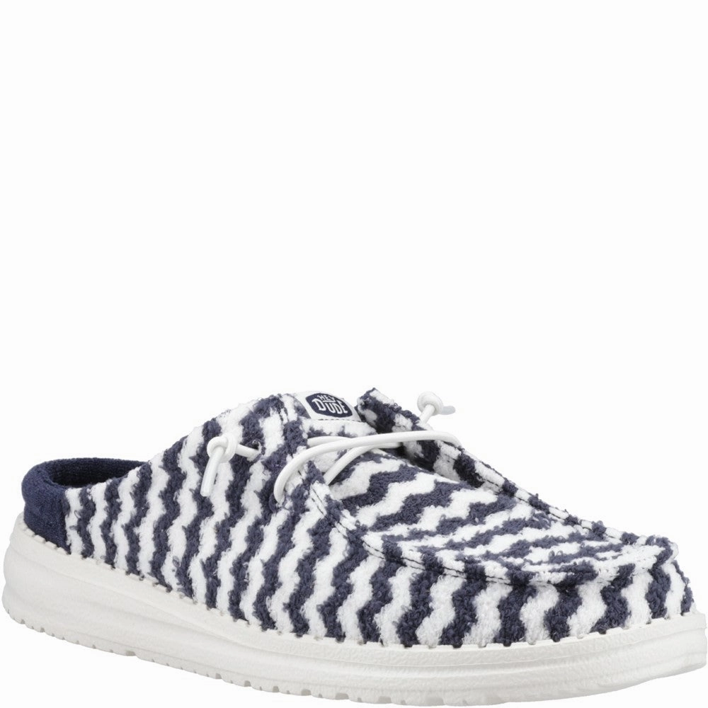HEYDUDE Wendy Slip Terry Stripe Mule Lightweight Running Shoes,Slip On Athletic Shoes,Breathable Workout Shoes