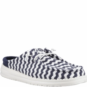 HEYDUDE Wendy Slip Terry Stripe Mule Lightweight Running Shoes,Slip On Athletic Shoes,Breathable Workout Shoes
