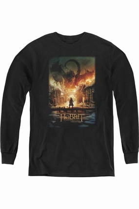 Hobbit Smaug Poster Youth Long Sleeve Tee / T-Shirt graphic tees for boys, polo shirts boys