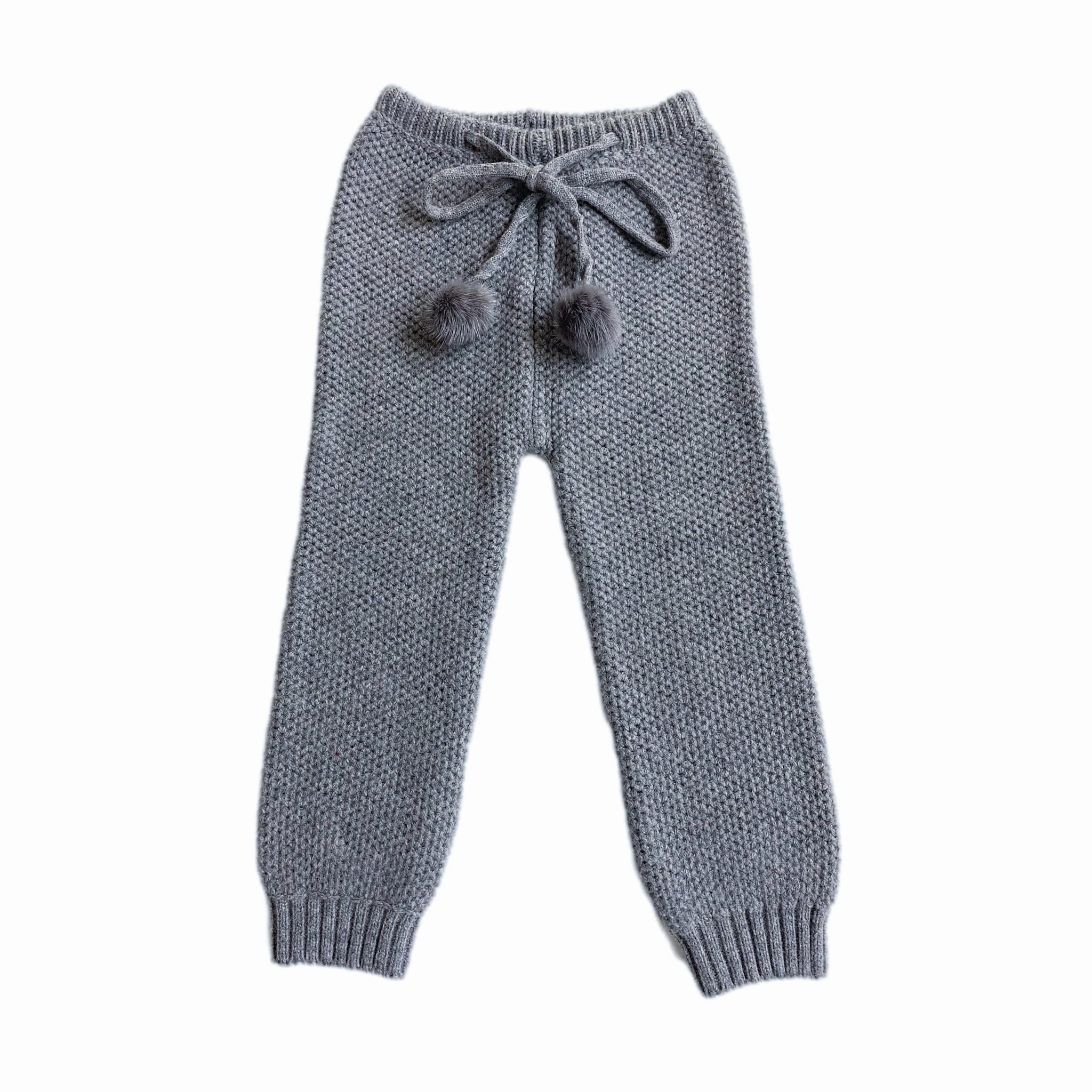 Honeycomb Grey Knit Cashmere Pom Pants boys jogger pants, school uniform pants boys