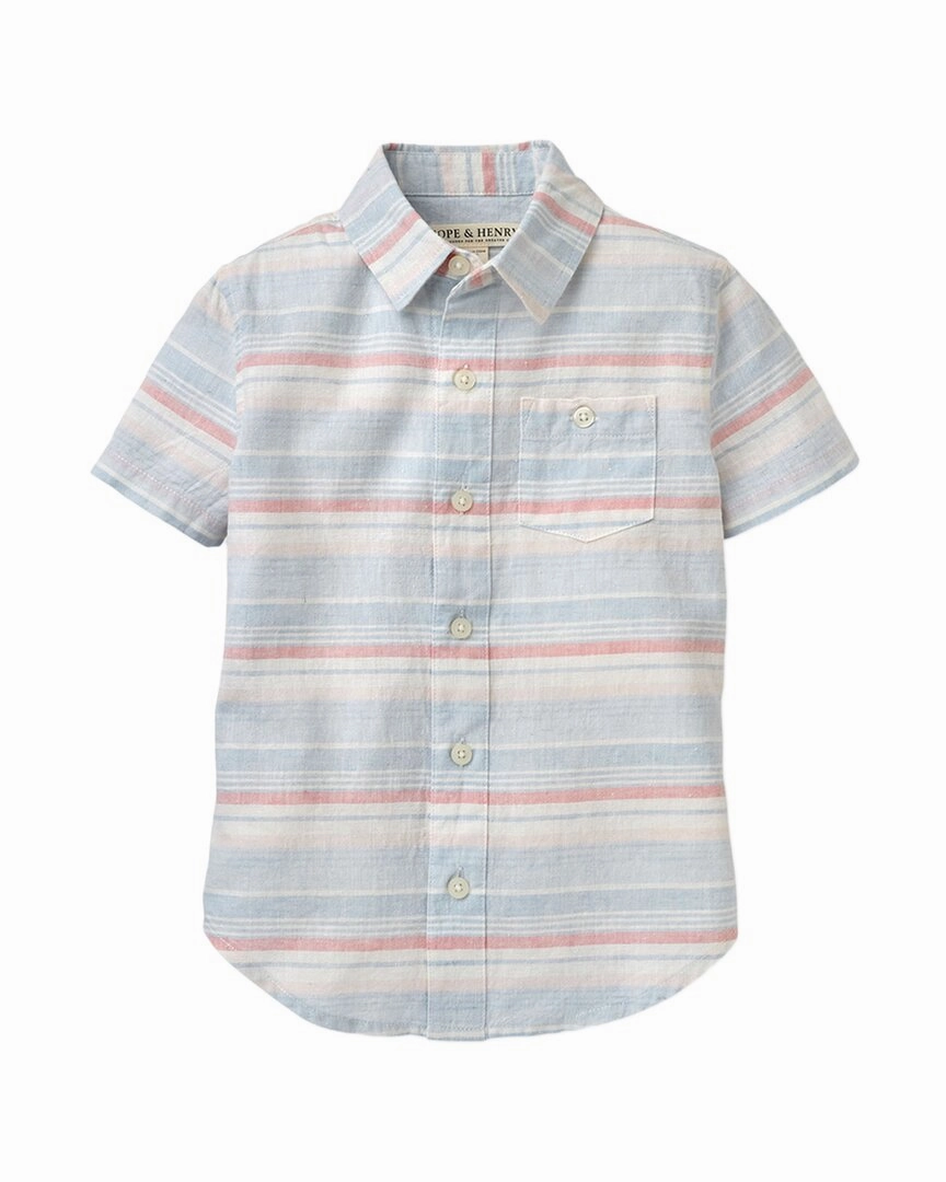 Hope & Henry Linen Short Sleeve Shirt graphic tees for boys, polo shirts boys