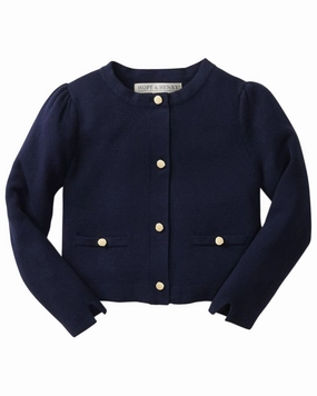 Hope & Henry Milano Stitch Cardigan ruffle tops girls, long sleeve tees girls