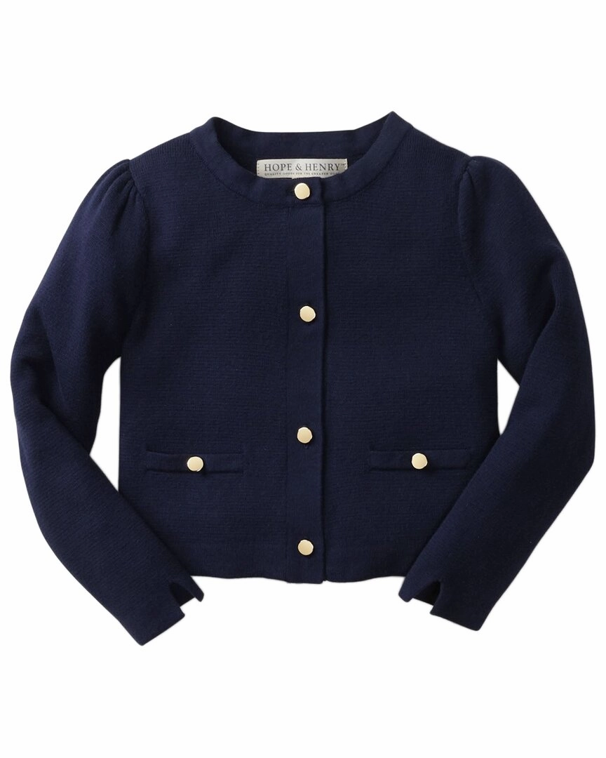 Hope & Henry Milano Stitch Cardigan ruffle tops girls, long sleeve tees girls