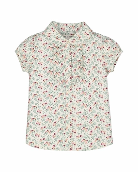 Hope & Henry Print Ruffle Front Shirt ruffle tops girls, long sleeve tees girls