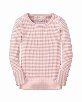 Hope & Henry Rib Sweater ruffle tops girls, long sleeve tees girls