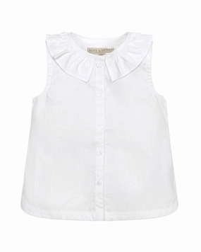 Hope & Henry Ruffle Collar Button Front Blouse ruffle tops girls, long sleeve tees girls