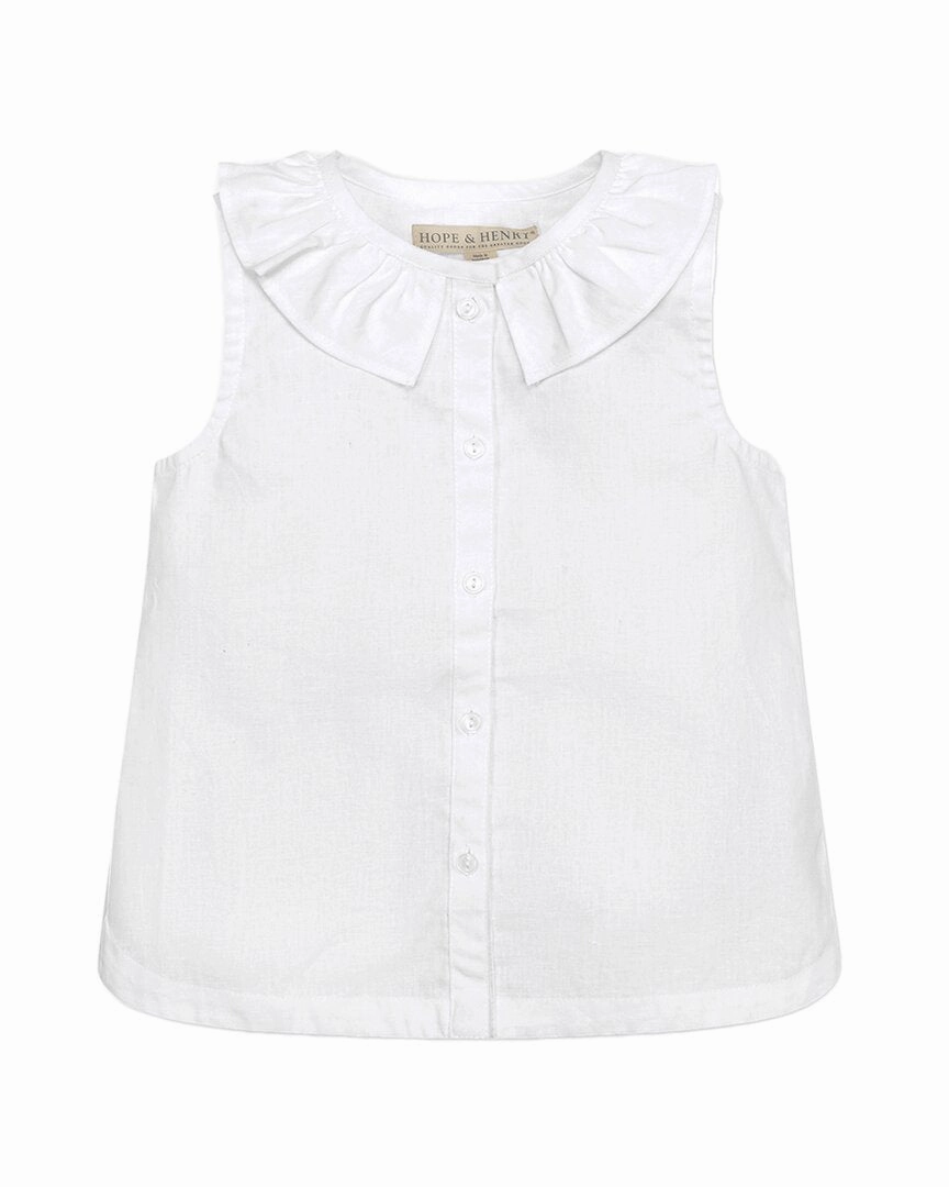 Hope & Henry Ruffle Collar Button Front Blouse ruffle tops girls, long sleeve tees girls