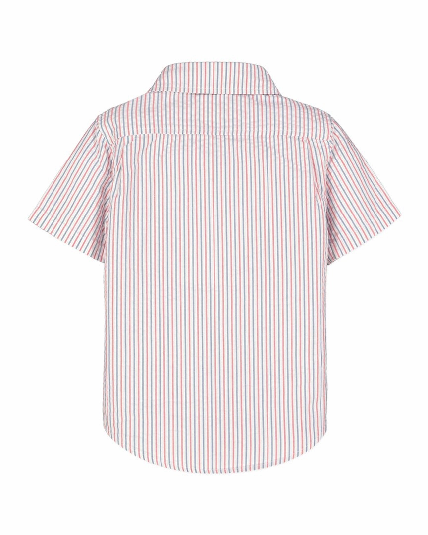 Hope & Henry Seersucker Short Sleeve Shirt Boys Henley T Shirt
