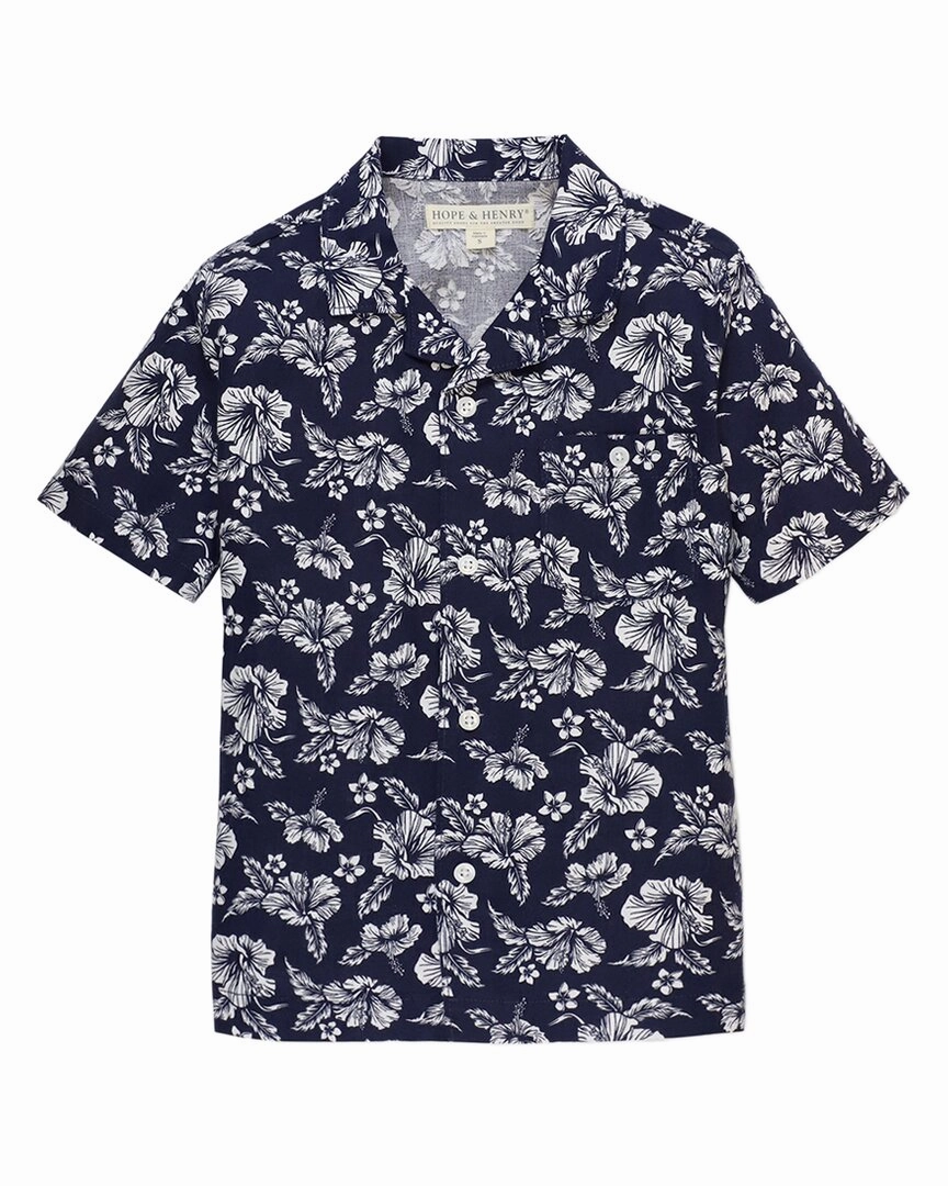 Hope & Henry Short Sleeve Camp Shirt graphic tees for boys, polo shirts boys