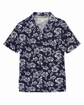 Hope & Henry Short Sleeve Camp Shirt graphic tees for boys, polo shirts boys