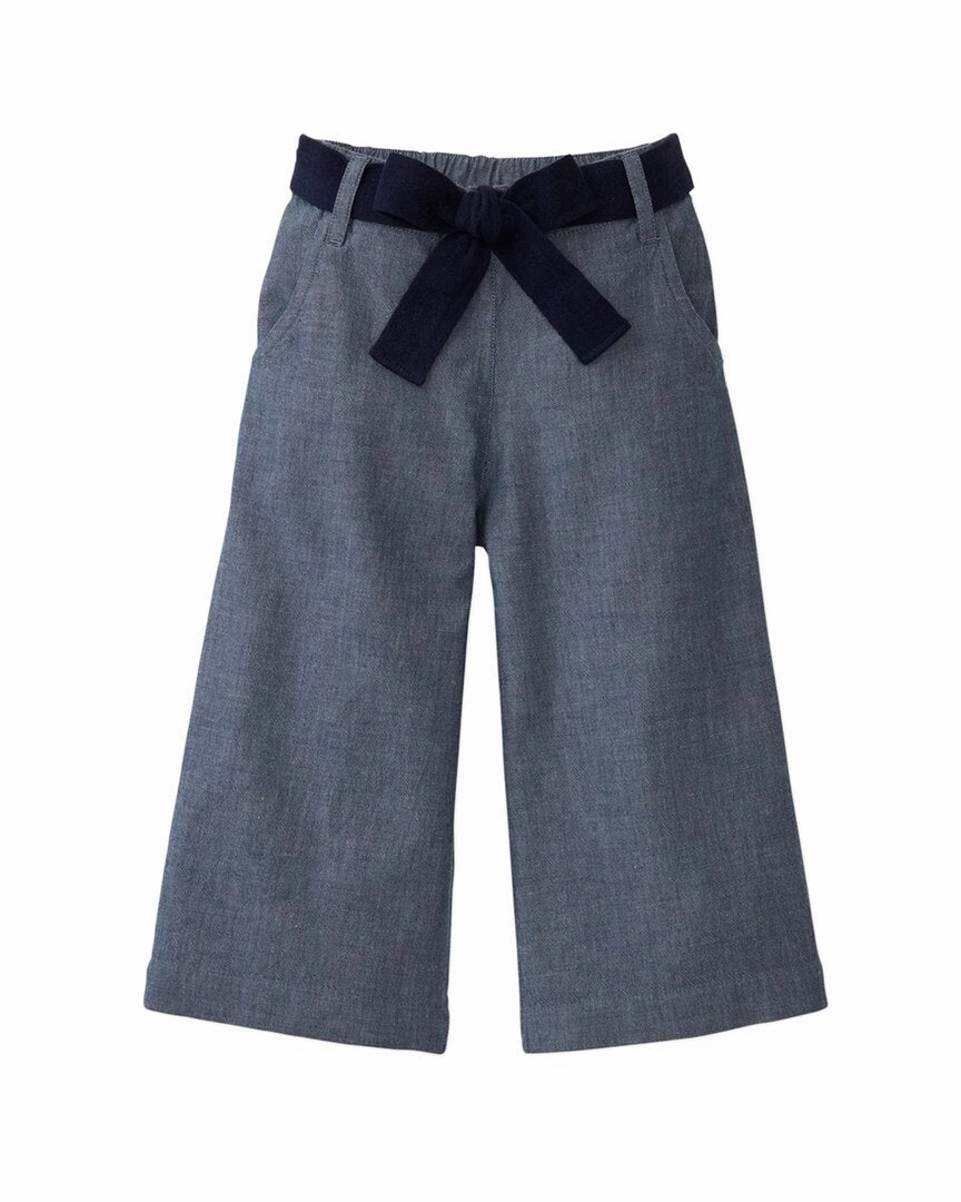 Hope & Henry Wide Leg Crop Bow Pant Girls Flared Leggings