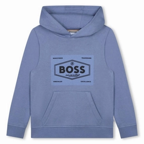 Hugo Boss Boys Cotton-Blend Fleece Logo Hoodie boys cable knit, zip up knitwear boys