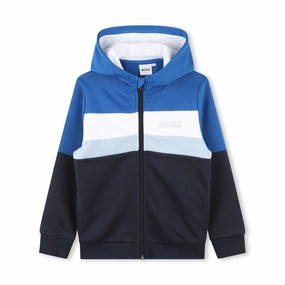 Hugo Boss Boys Hooded Fleece Cardigan boys cable knit, zip up knitwear boys