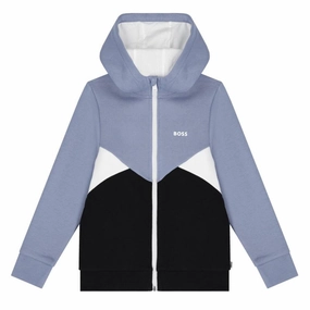 Hugo Boss Boys Logo Hooded Zip-Up Sweatshirt boys cable knit, zip up knitwear boys