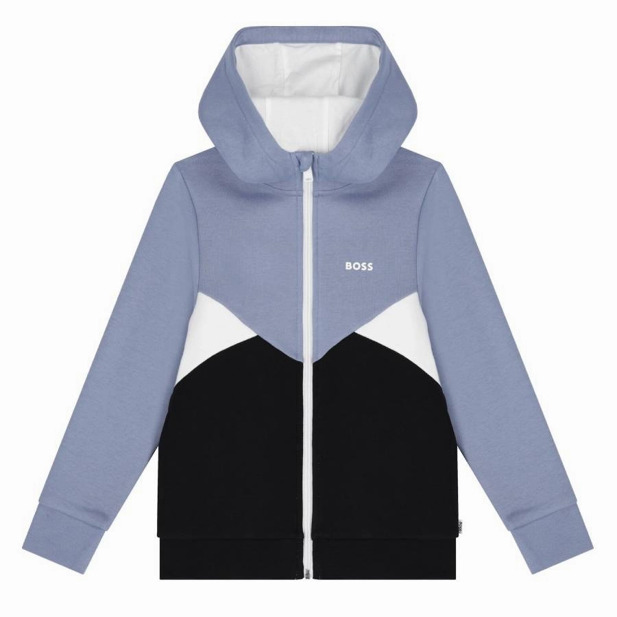 Hugo Boss Boys Logo Hooded Zip-Up Sweatshirt boys cable knit, zip up knitwear boys