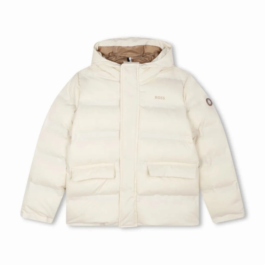 Hugo Boss Boys Logo-Print Hooded Jacket winter jackets for boys, lightweight puffer boys