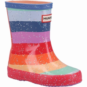 Hunter Original First Classic Rainbow Giant Glitter Boot Kids Tennis Shoes,Toddler Athletic Shoes,Youth Casual Shoes