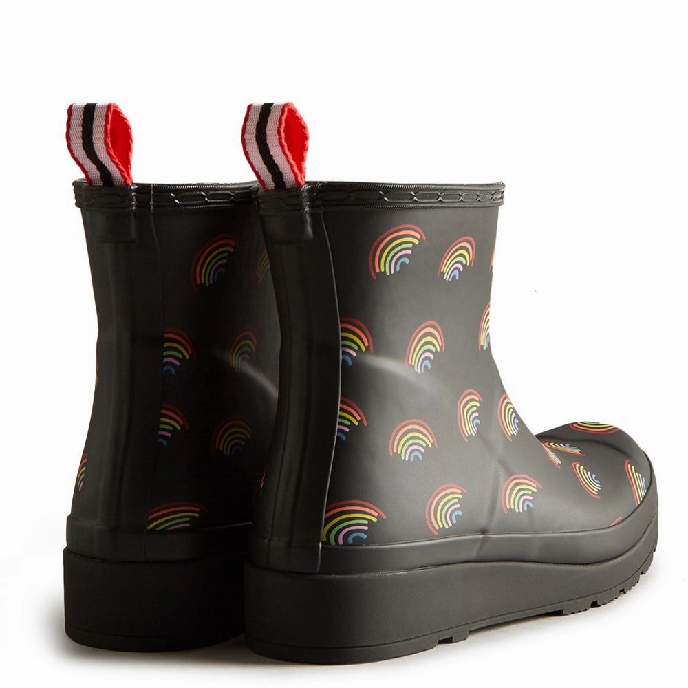 Hunter Play Short Mini Rainbow Print Boot Women's Sneakers Casual Walking Shoes