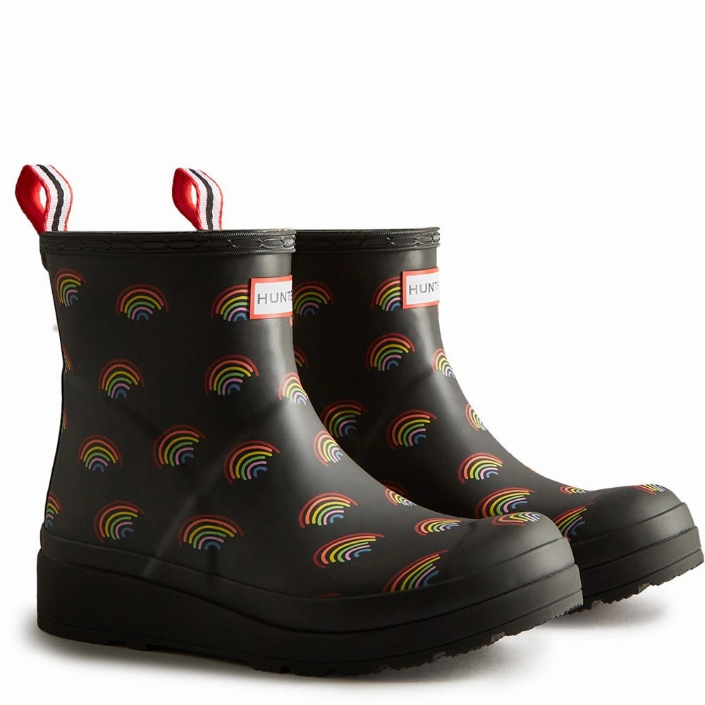 Hunter Play Short Mini Rainbow Print Boot Lightweight Running Shoes,Slip On Athletic Shoes,Breathable Workout Shoes