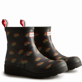 Hunter Play Short Mini Rainbow Print Boot Lightweight Running Shoes,Slip On Athletic Shoes,Breathable Workout Shoes