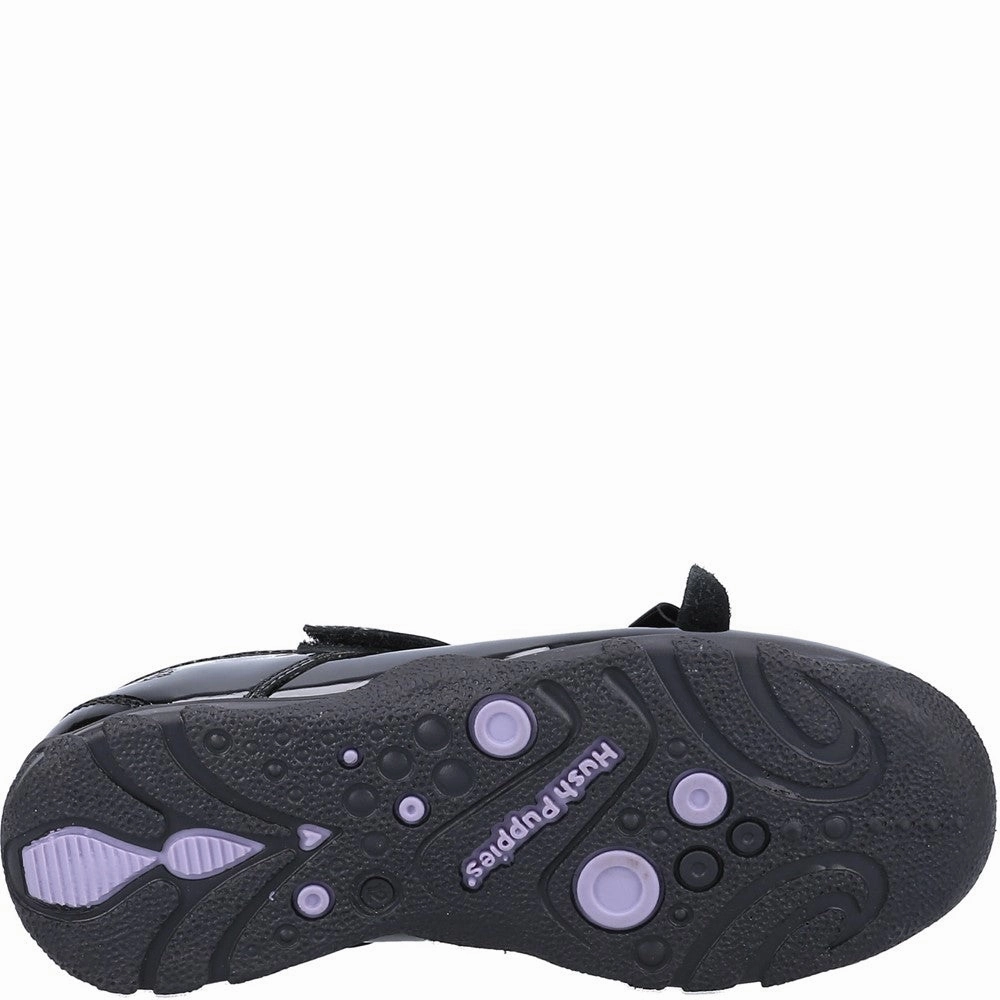 Hush Puppies Carrie Junior Patent School Shoes Girls Sneakers Girls Running Shoes
