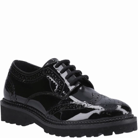 Hush Puppies Gabi Lace Up Patent Junior School Shoes Kids Tennis Shoes,Toddler Athletic Shoes,Youth Casual Shoes