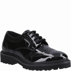 Hush Puppies Gabi Lace Up Patent Senior School Shoes Kids Tennis Shoes,Toddler Athletic Shoes,Youth Casual Shoes