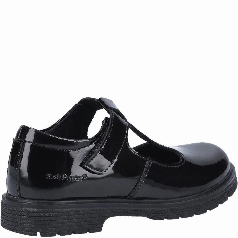 Hush Puppies Gracie Senior Patent School Shoes Girls Sneakers Girls Running Shoes