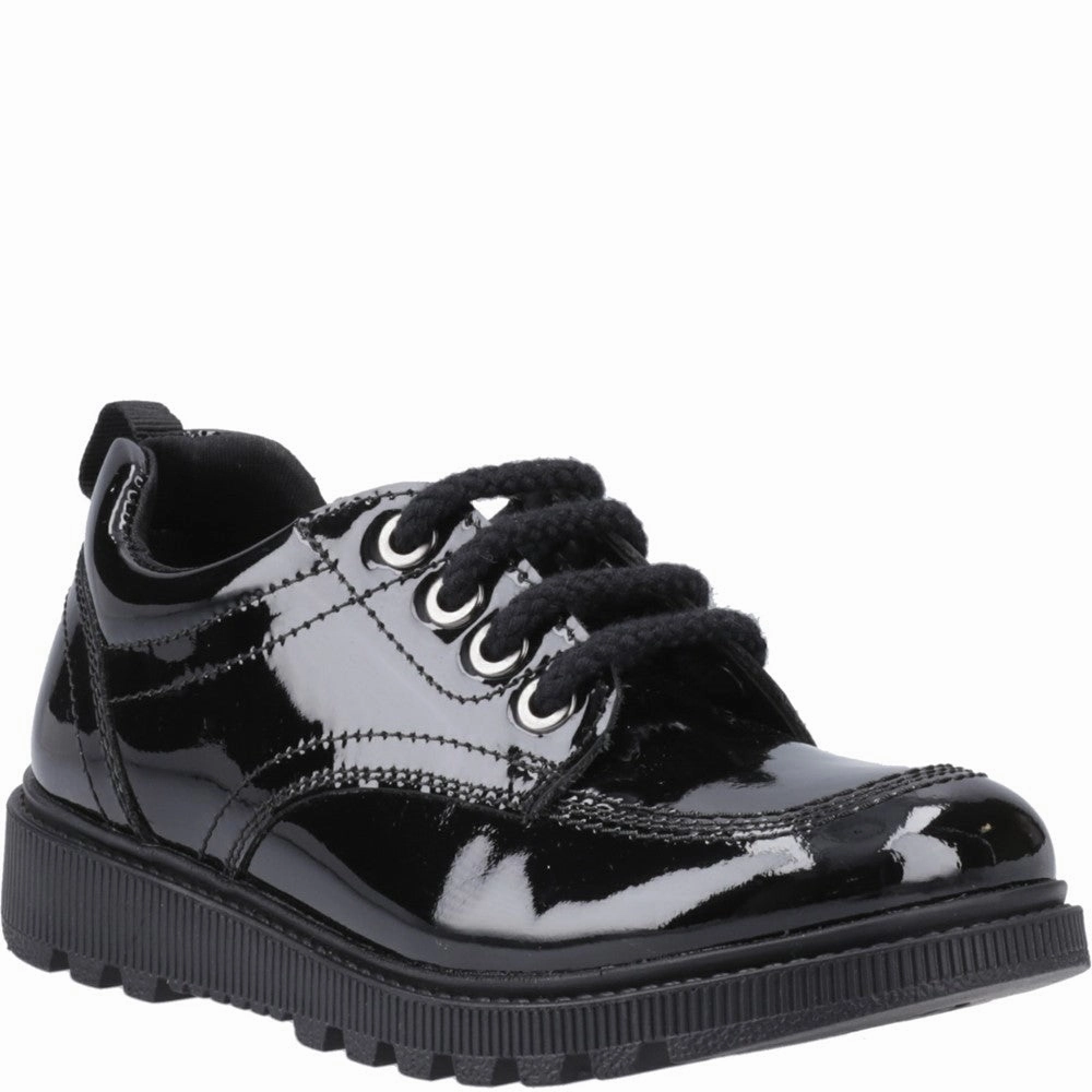 Hush Puppies Keeley Lace Up Patent Junior School Shoes Kids Tennis Shoes,Toddler Athletic Shoes,Youth Casual Shoes