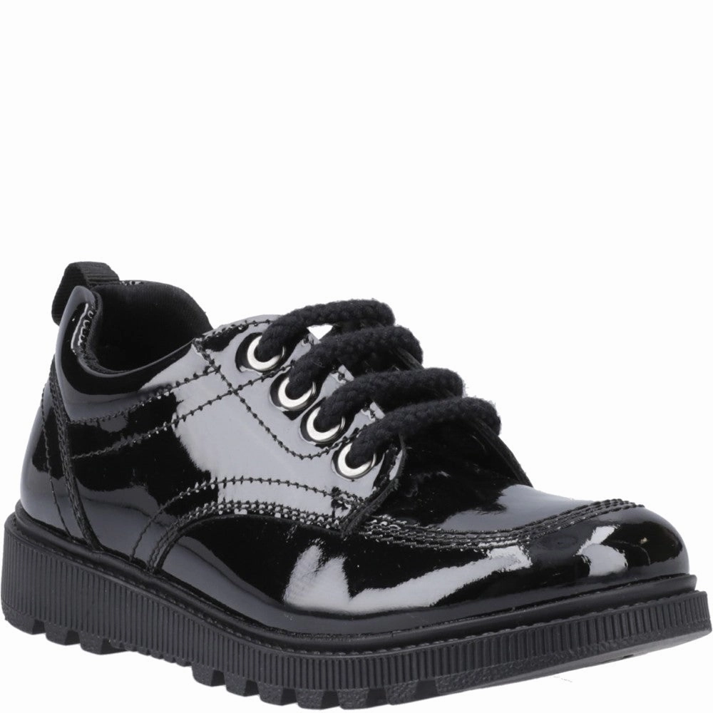 Hush Puppies Keeley Lace Up Patent Senior School Shoes Kids Tennis Shoes,Toddler Athletic Shoes,Youth Casual Shoes