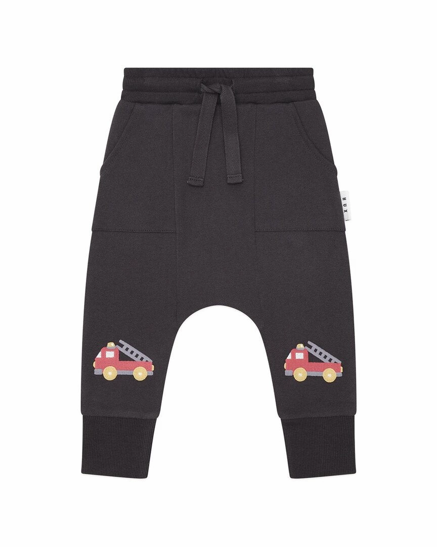 huxbaby Fire Truck Drop Crotch Pant boys jogger pants, school uniform pants boys