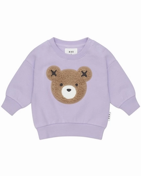 huxbaby Orchid Furry Huxbear Sweatshirt ruffle tops girls, long sleeve tees girls