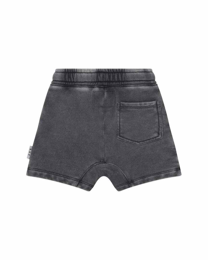 huxbaby Washed Black Slouch Short Boys Drawstring Athletic Shorts
