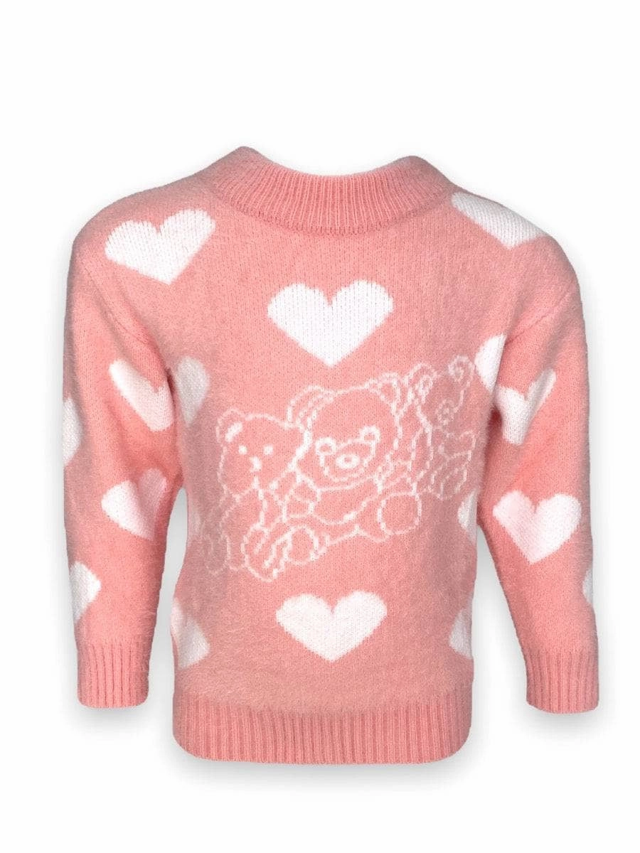 I Love Teddy Bears Knit Sweater Girls Chunky Knit Sweater