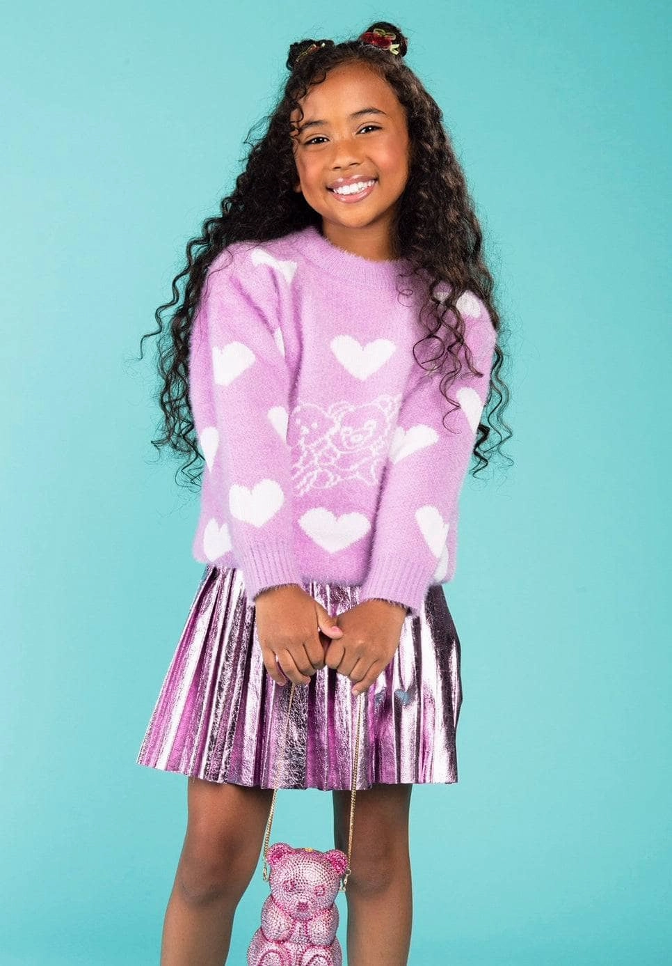 I Love Teddy Bears Knit Sweater Girls Chunky Knit Sweater