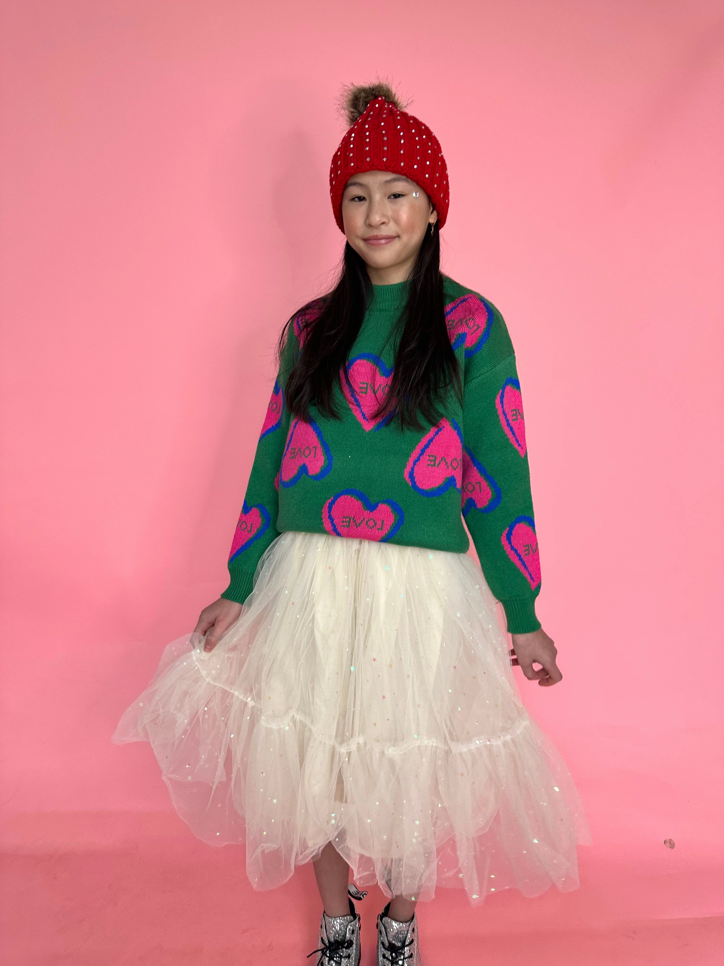 I Love You Sweater Girls Chunky Knit Sweater