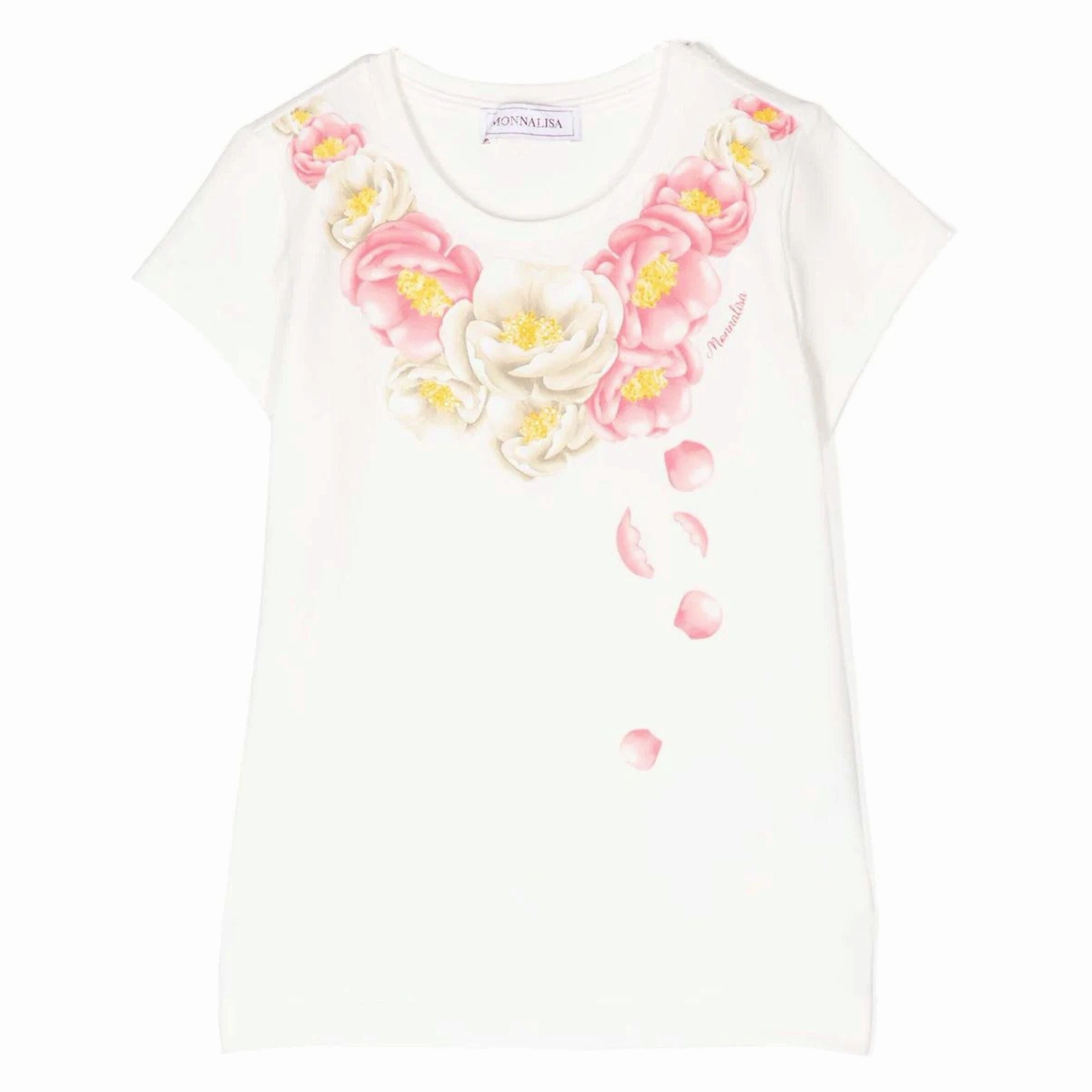 Ivory Cotton Floral T-Shirt ruffle tops girls, long sleeve tees girls