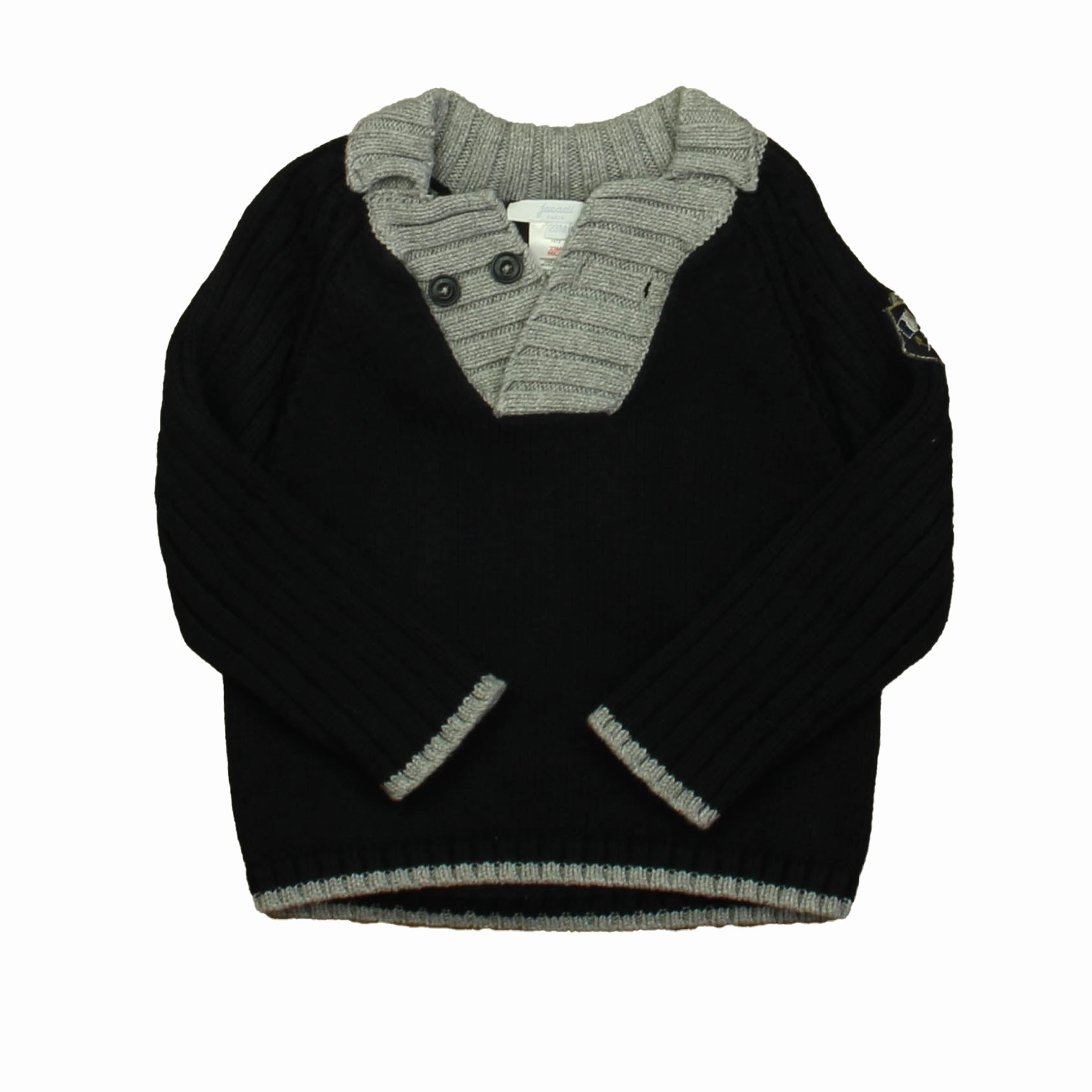 Jacadi Boys Navy | Gray Sweater boys cable knit, zip up knitwear boys