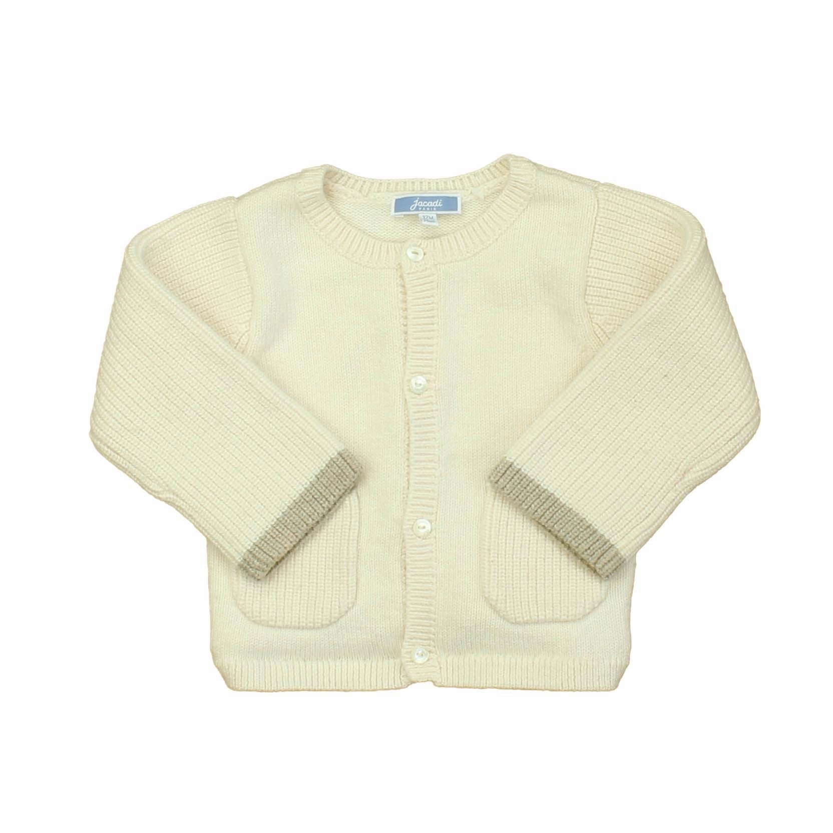 Jacadi Girls Off White | Tan Cardigan girls knit pullovers, cardigan sweaters girls