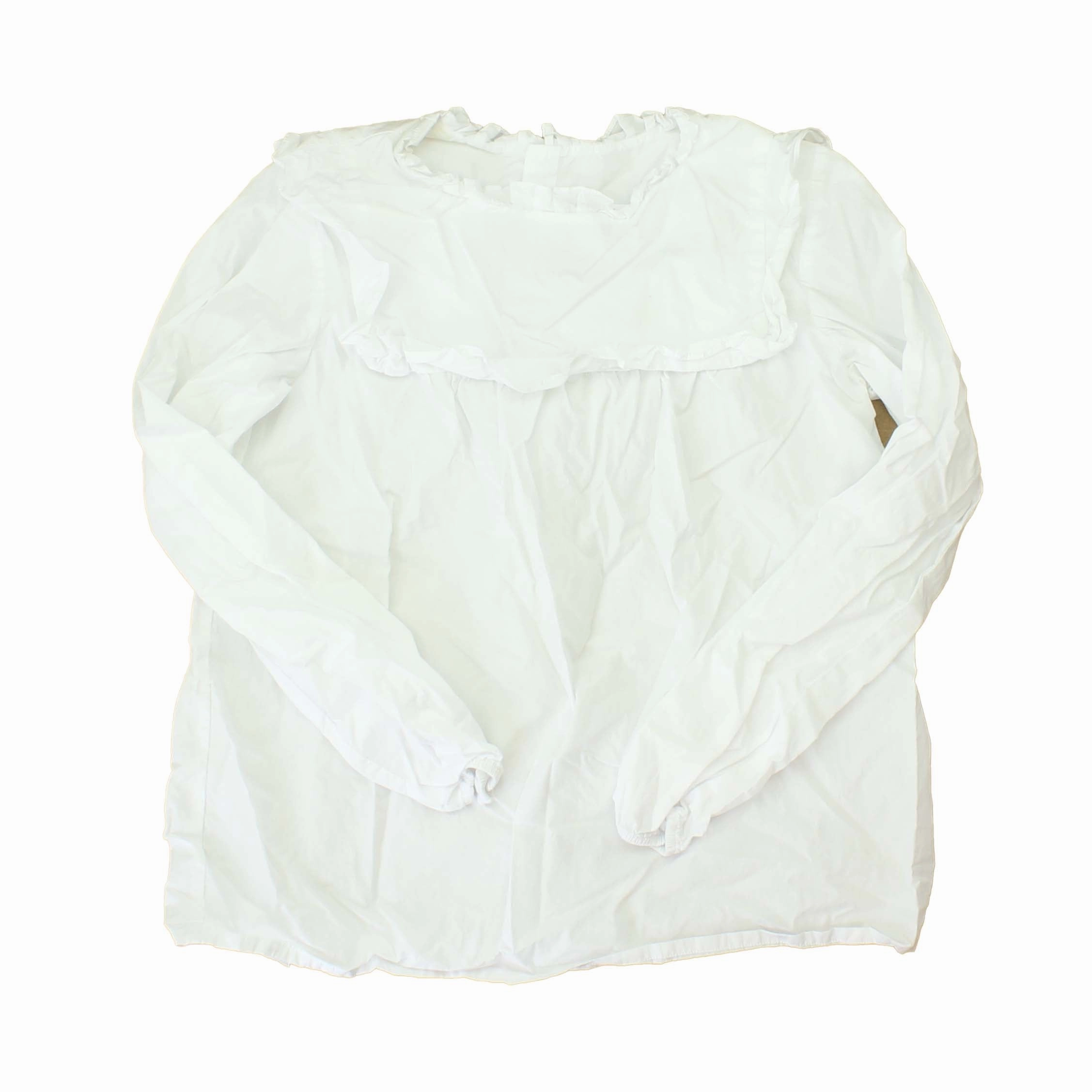 Jacadi Girls White Blouse ruffle tops girls, long sleeve tees girls