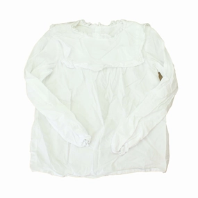 Jacadi Girls White Blouse ruffle tops girls, long sleeve tees girls