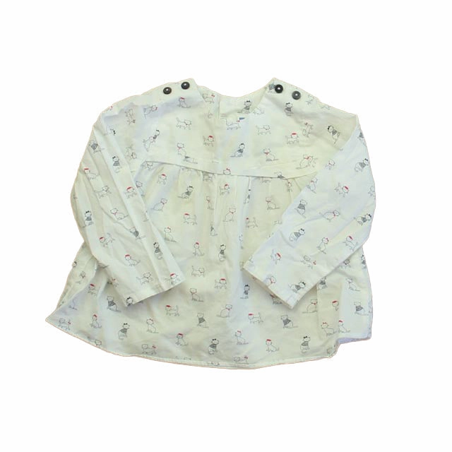 Jacadi Girls White Cat Blouse ruffle tops girls, long sleeve tees girls