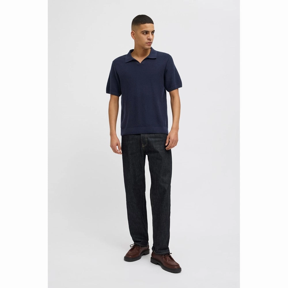 Jack & Jones Premium split neck knitted polo Men's Sports Casual Shoes