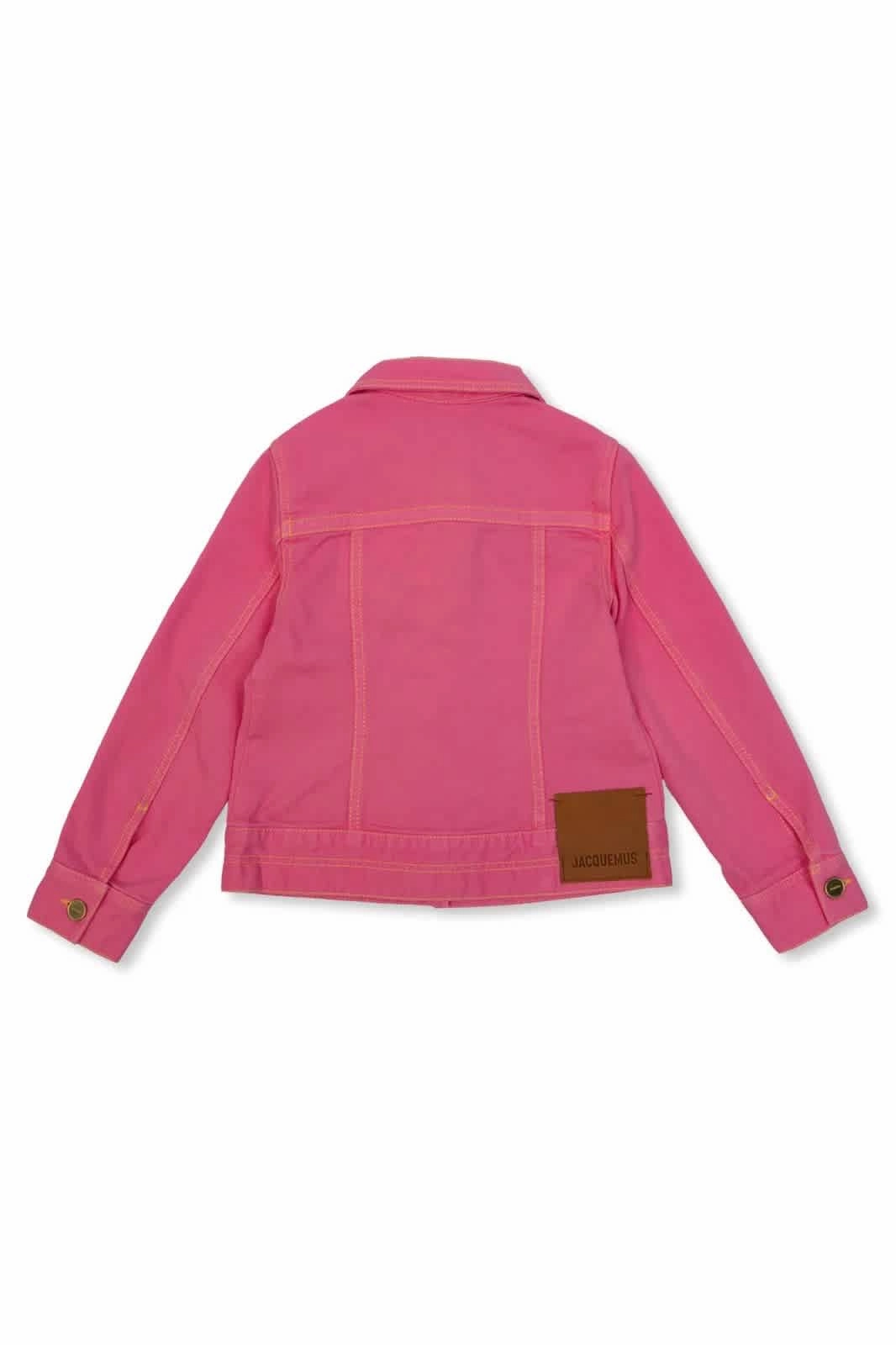 Jacquemus Girls Logo Patch Cotton Denim Jacket Girls Sherpa Coat