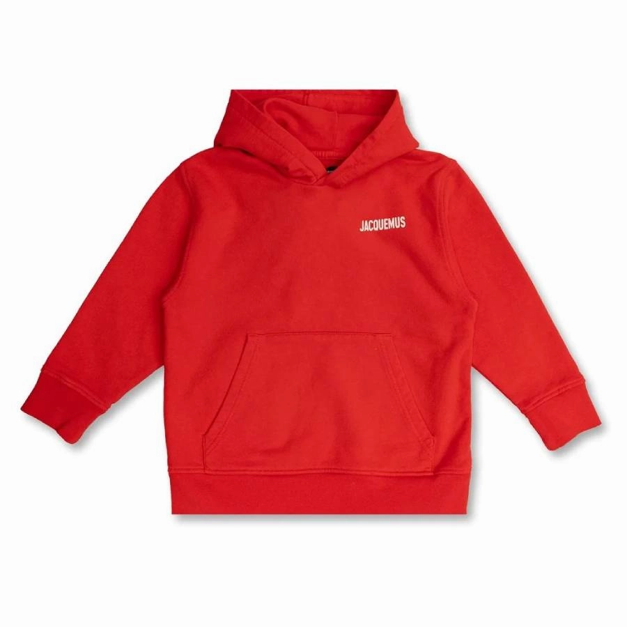 Jacquemus Kids Logo Embroidered Cotton Hoodie boys cable knit, zip up knitwear boys