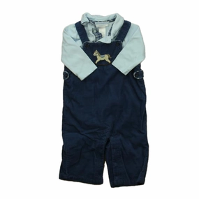 Janie and Jack Boys Blue Overalls 2-piece outfit boys, toddler matching sets