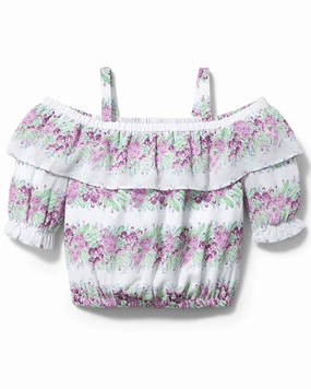 Janie and Jack Cold-Shoulder Chiffon Top ruffle tops girls, long sleeve tees girls