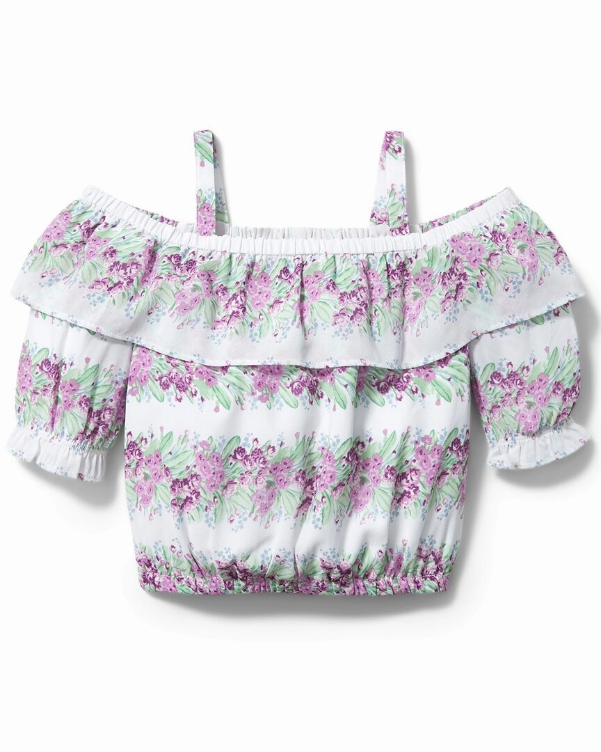 Janie and Jack Cold-Shoulder Chiffon Top ruffle tops girls, long sleeve tees girls