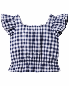 Janie and Jack Girls Gingham top ruffle tops girls, long sleeve tees girls